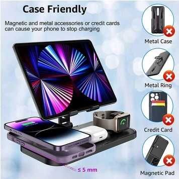 Ładowarka indukcyjna 4w1 stacja ładowania