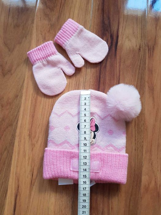 Różowa czapka  i rękawiczki Myszka Minnie Disney 12-24 miesięcy