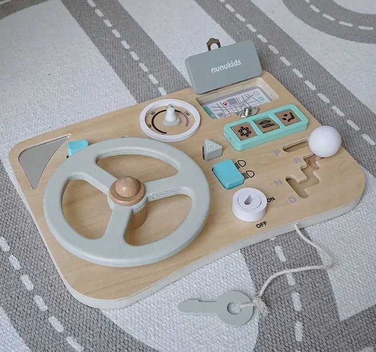Drewniana Kierownica Manipulacyjna Dla Dzieci Motoryka Montessori