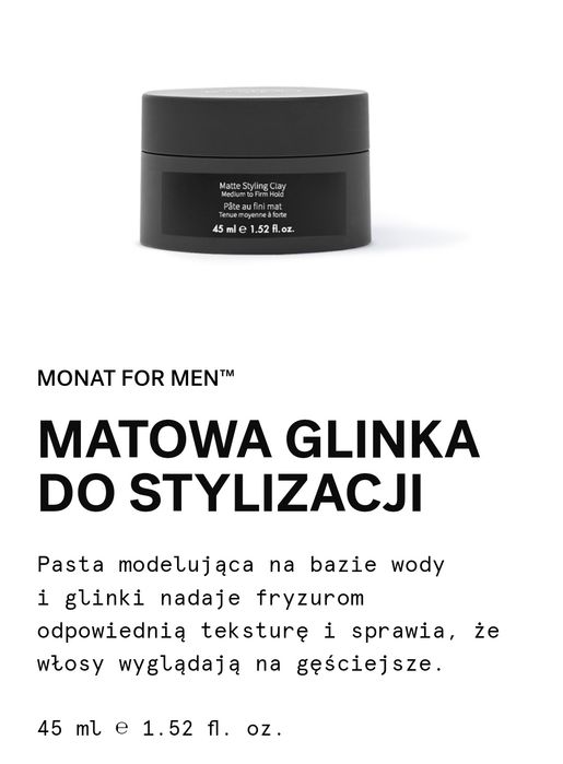 Monat MEN matowa glinka do stylizacji włosów