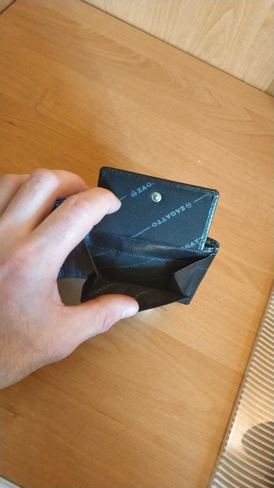 Portfel męski skórzany ZAGATTO, RFID Secure, czarny, stan bardzo dobry