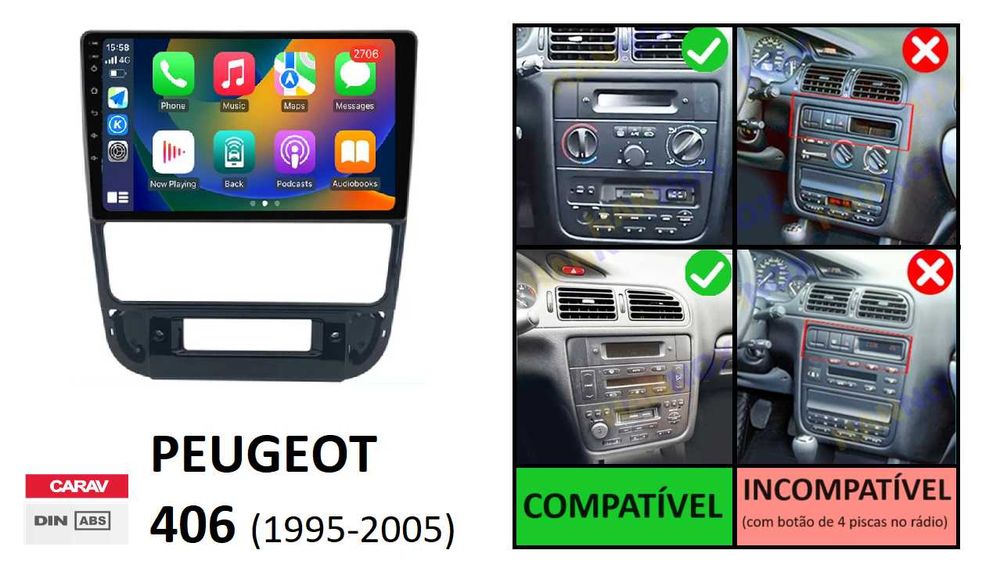 (NOVO) Rádio 2DIN 9" • Peugeot 406 / 607 • Android GPS [4+64GB]