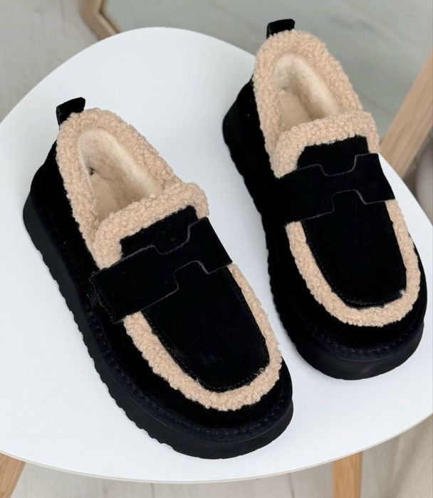 Женские замшевые угги лоферы автоледи