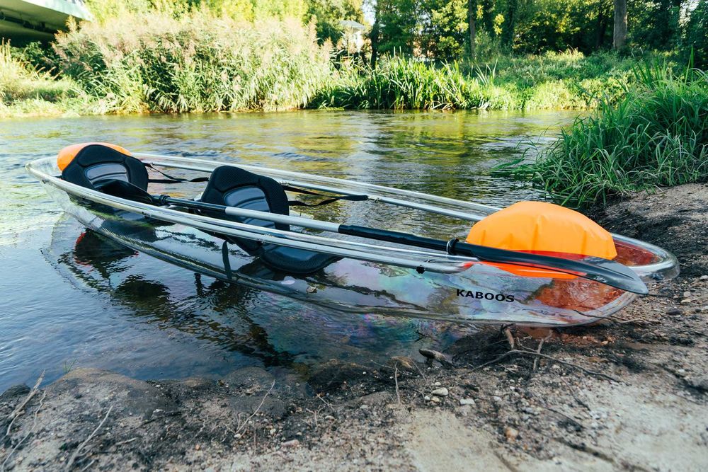 KAJAK KAYAK z przezroczystym dnem łódz wiosła komplet
