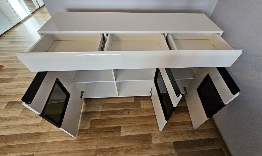 Meble biały połysk+komoda,meble hector