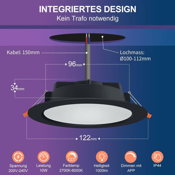Reflektory LED DUSKTEC 230 V , 10W-8szt . Czarny