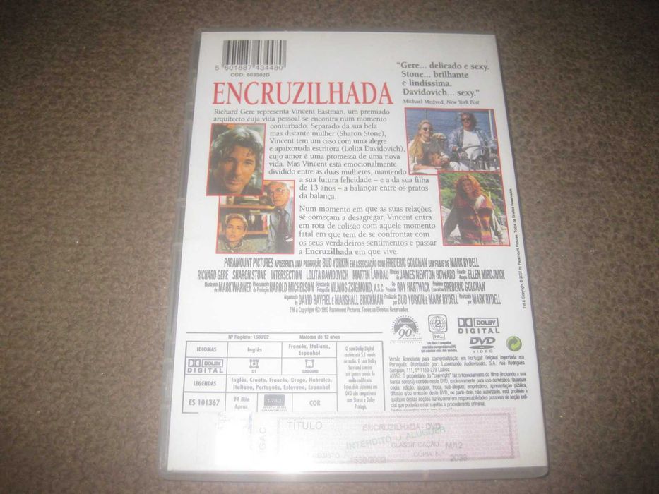 DVD "Encruzilhada" com Richard Gere/Raro!