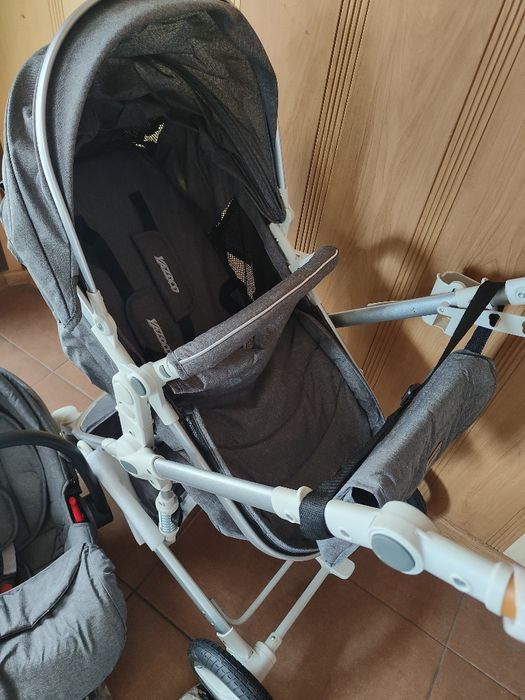 YAZOCO Wózek dziecięcy Trio 3 w 1 Wielofunkcyjny szary