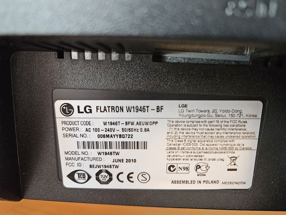 Монітор LG Electronics W1946T-BFW