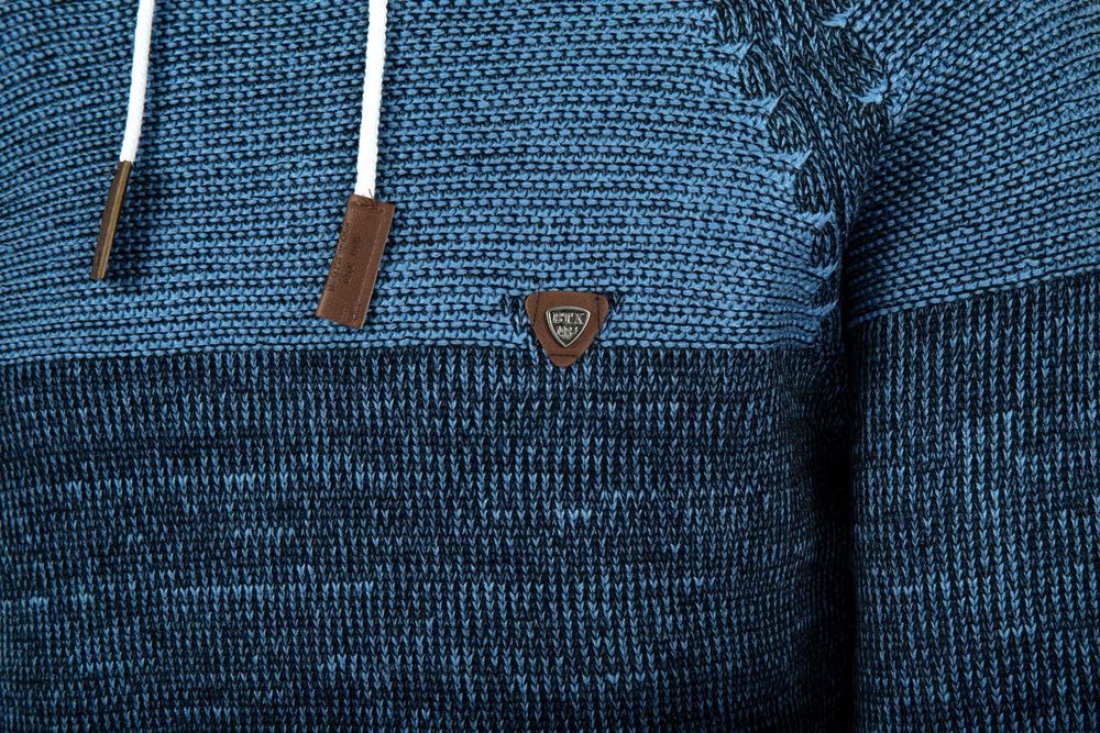Modny Sweter Męski Komin Golf WAR. JEANSOWY