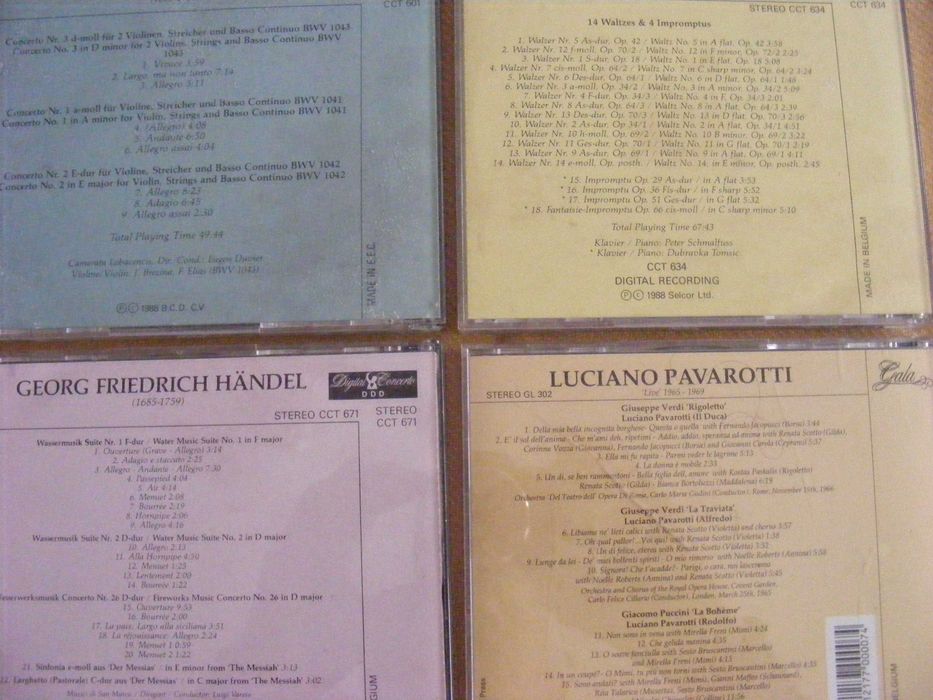 4 CD - Bach / Chopin / Handel / Pavarotti - novos, selados