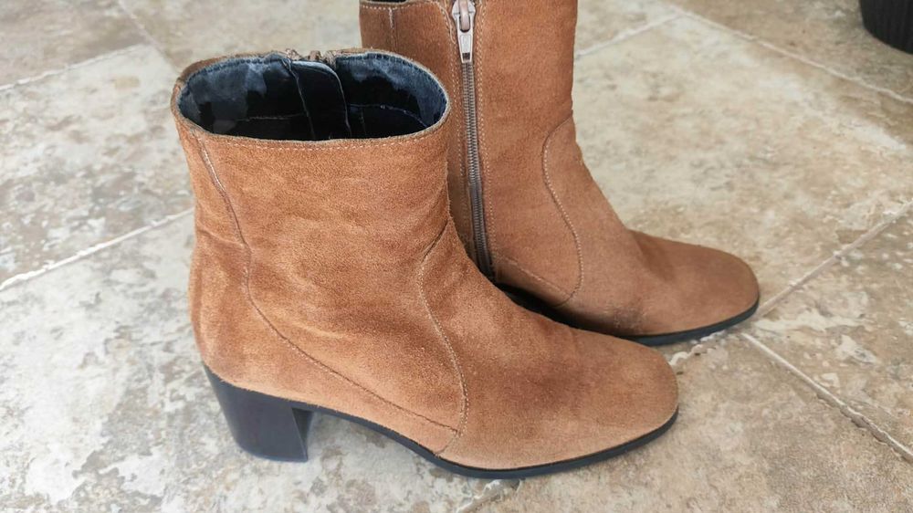 Zamszowe botki ZARA | Koniakowe / Camel 38