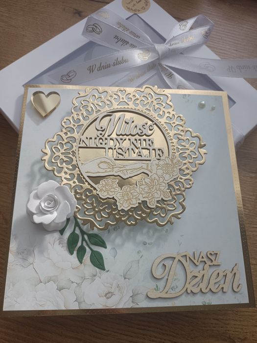 Pamiątka Ślubu kartka w pudełku prezentowym
