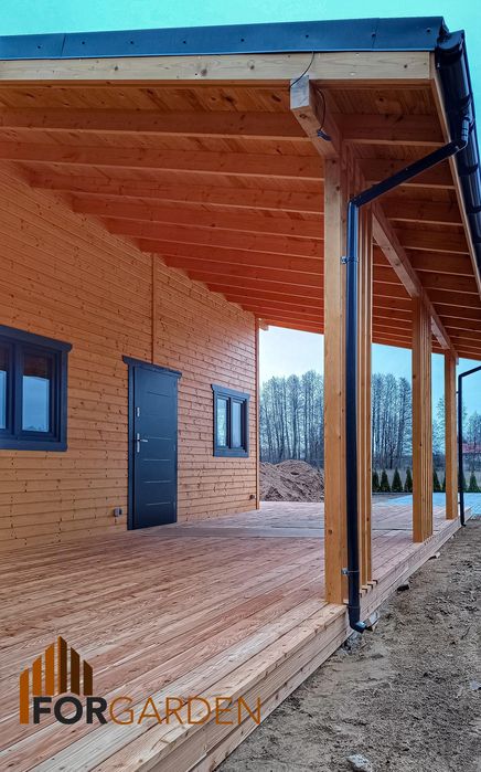 dom drewniany, całoroczny z poddaszem 35m2