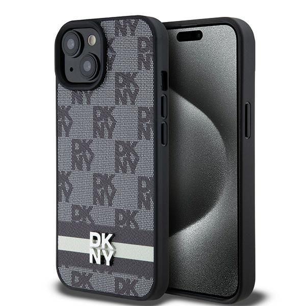 DKNY DKHCP14SPCPTSSK iPhone 14 / 15 / 136.1" czarny/black hardcase Leather Checkered Mono Pattern & Printed Stripes