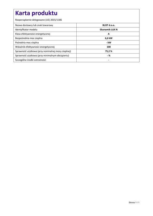 Piec żeliwny koza kominek BLIST EKONOMIK LUX 7kW - NOWE