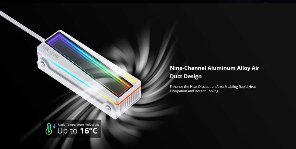 Dissipador para SSD NVMe M.2 Hiksemi com luz RGB