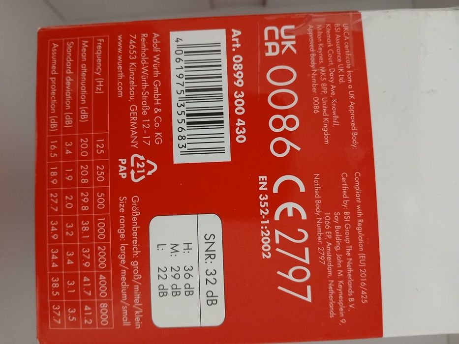 Nauszniki ochrona słuchu WNA 200 32 DB