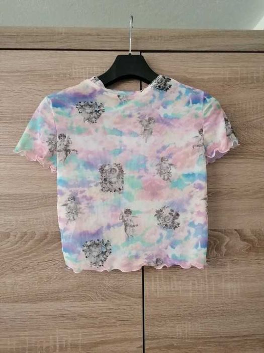 Top koszulka t-shirt siateczka z siatki aniołki vintage Bershka M