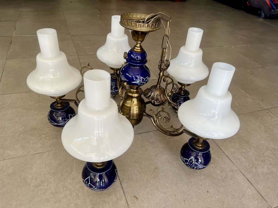 Metal and Porcelain Ceiling Lamp
