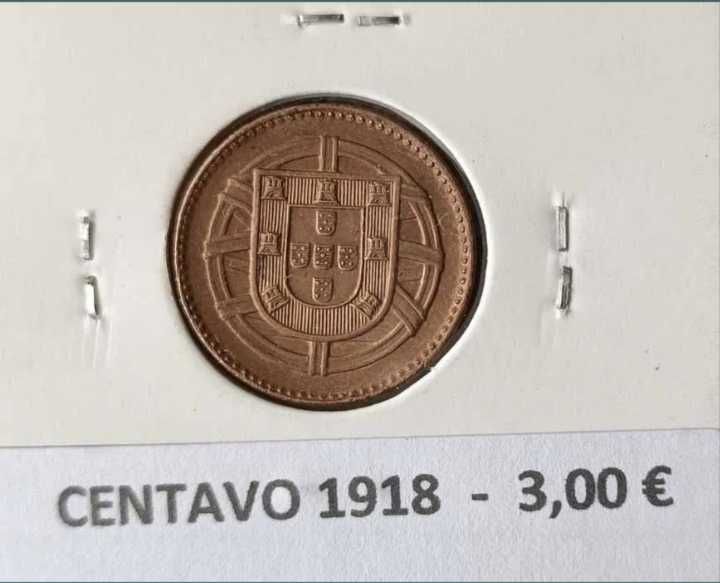 4 Moedas de 1 Centavo da 1ª República Portuguesa ( Bronze )
