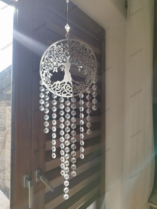 Srebrna zawieszka mandala z kryształami