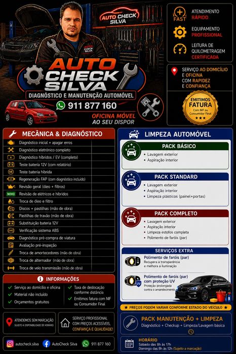 Mecânica  diagnóstico e limpeza automóvel