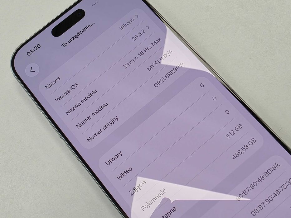 iPhone 16 PRO MAX 512GB Dual SIM (SIM + eSIM)/ White Titanium/ BAT 95%/ Grade A/ + ładowarka/ GW 12 MSC