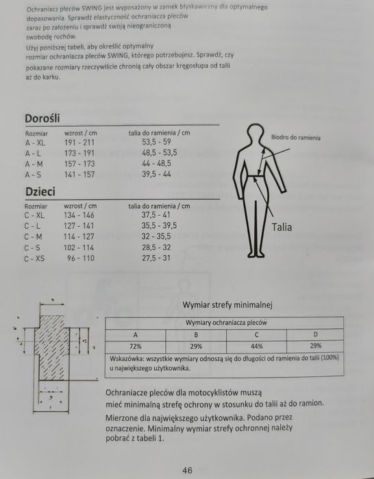 Kamizelka ochronna Swing P07 M dla dzieci