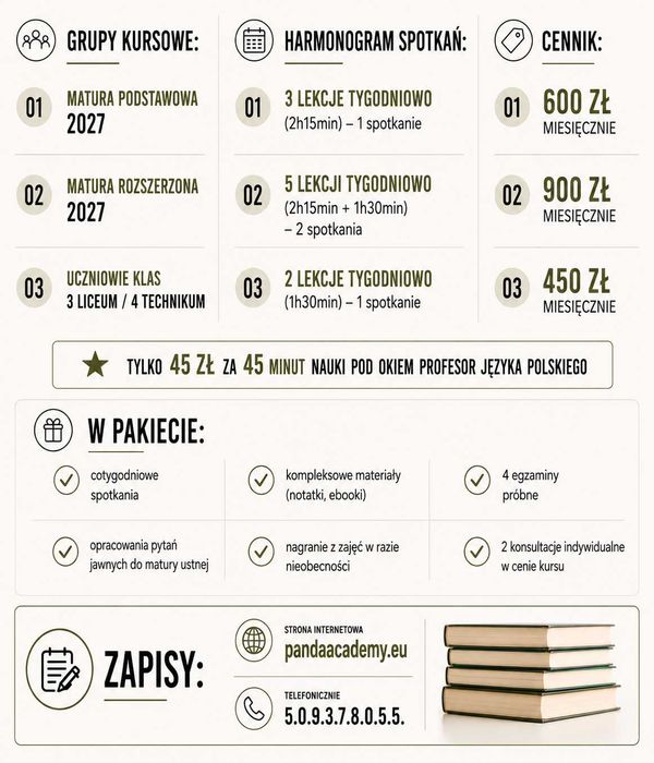 Korepetycje kurs online język polski matura klasa 3 i 4