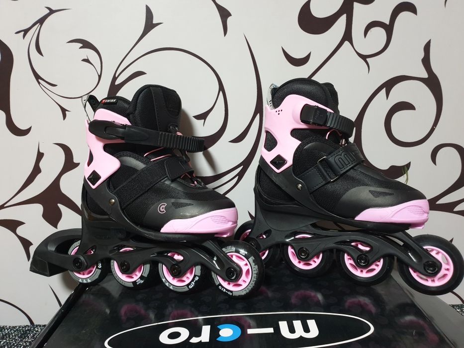 Дитячі ролики Micro Joy 29-32 Чорний-Рожевий