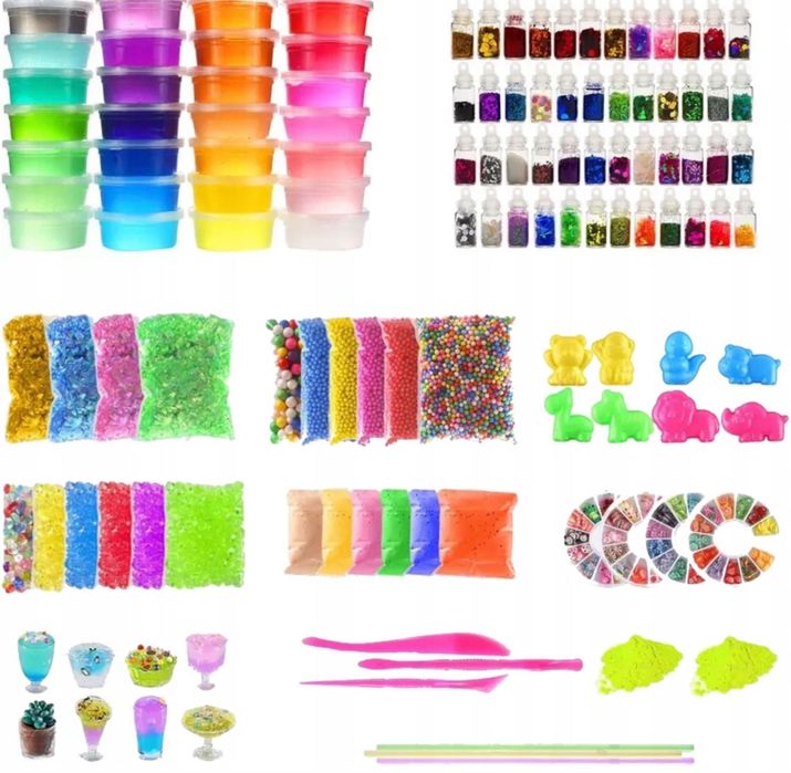 SLIME Zestaw XXL do Robienia Glutów Slime 128 El Prezent Dla Dziecka