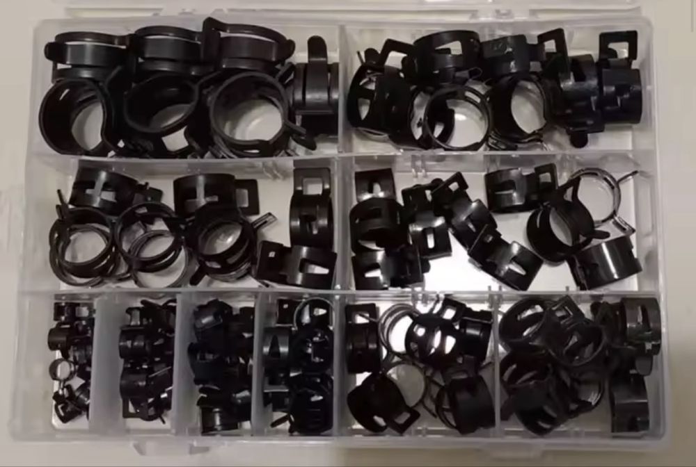 Набір хомутів в органайзері зажим 100шт 6-17мм сталеві міцні зручніНов