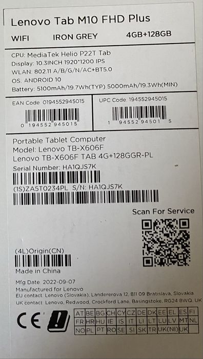 Tablet Lenovo Tam M10 4/128