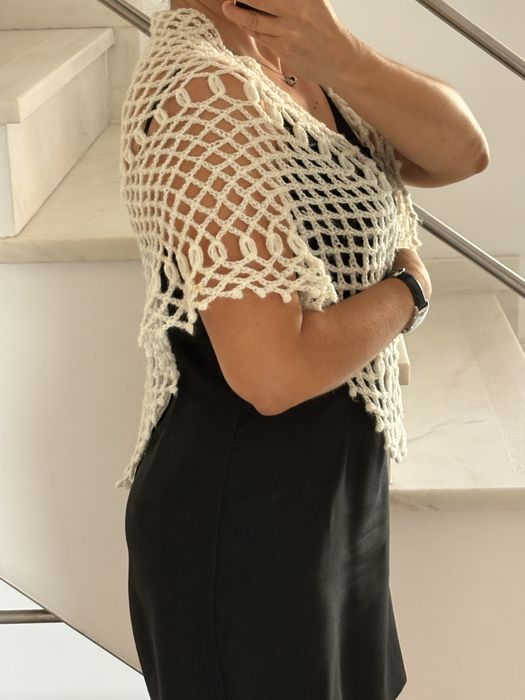 Xaile branco rendado artesanal [Tamanho aÚmico]