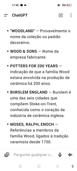 Serviço de louça inglesa "Woodland Burslem England"