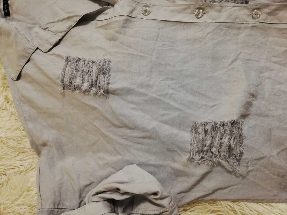 bluzka koszulowa M 38 L 40  jedwab rayon Made in Italy  szara oversize