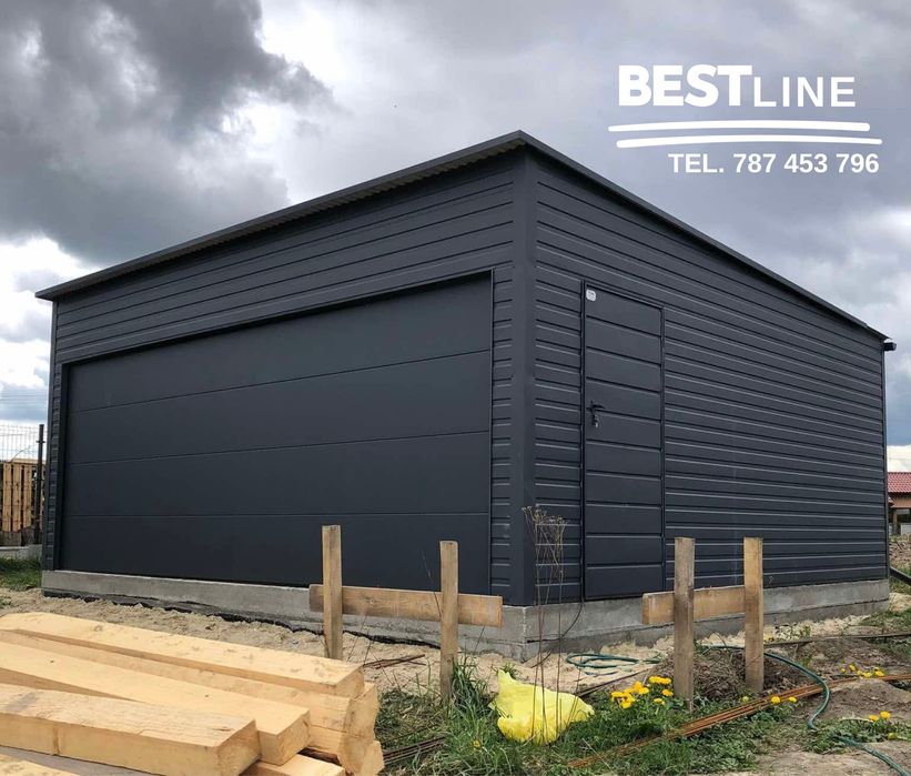 Garaż blaszany z bramą segmentową. Garaż na wymiar - 3x5 3x6 4x5 4x6