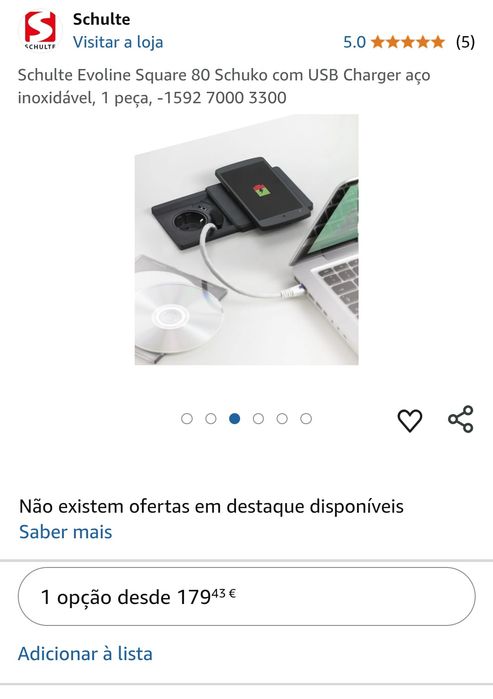 Tomada Evoline Square 80 com indução