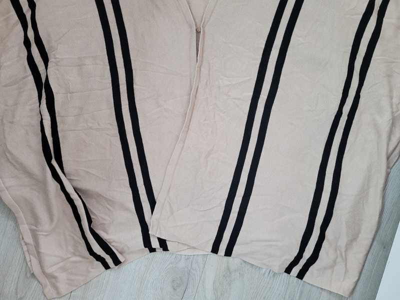 Beżowe, w czarne, pionowe paski ponczo / poncho, H&M, uniwersalny