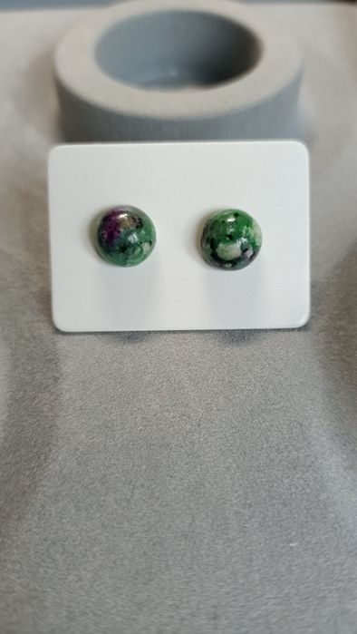 Kolczyki z naturalnym kamieniem Epidote zoisyt