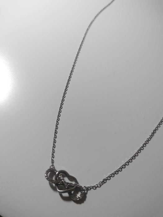 Colar Prateado Coração e Infinito com Cristais