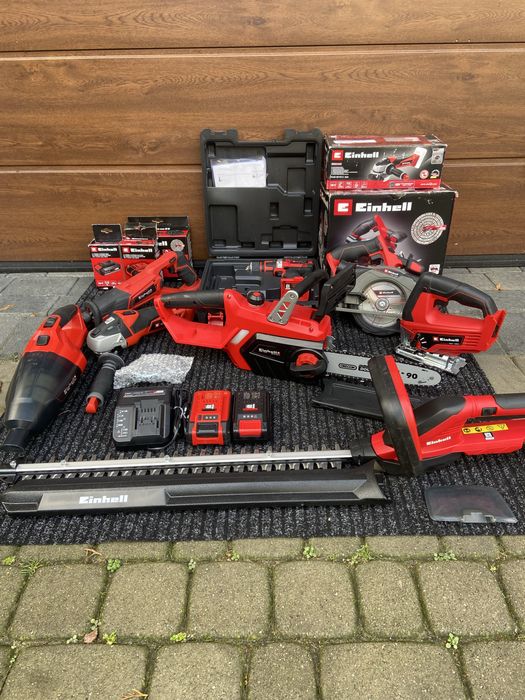 Zestaw elektronarzedzi einhell aku 2,5ah 3ah szlifierka piła nożyce