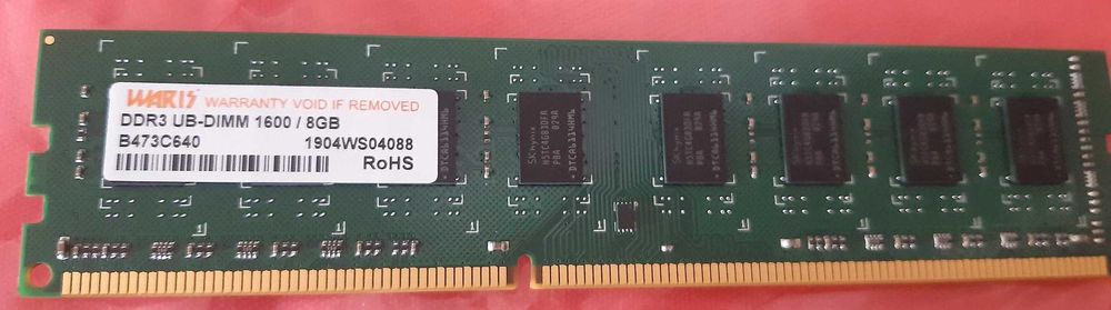 Waris DDR3 Memory - 1600 MHz - 8 GB RAM Modules - Never Used64550513871235123