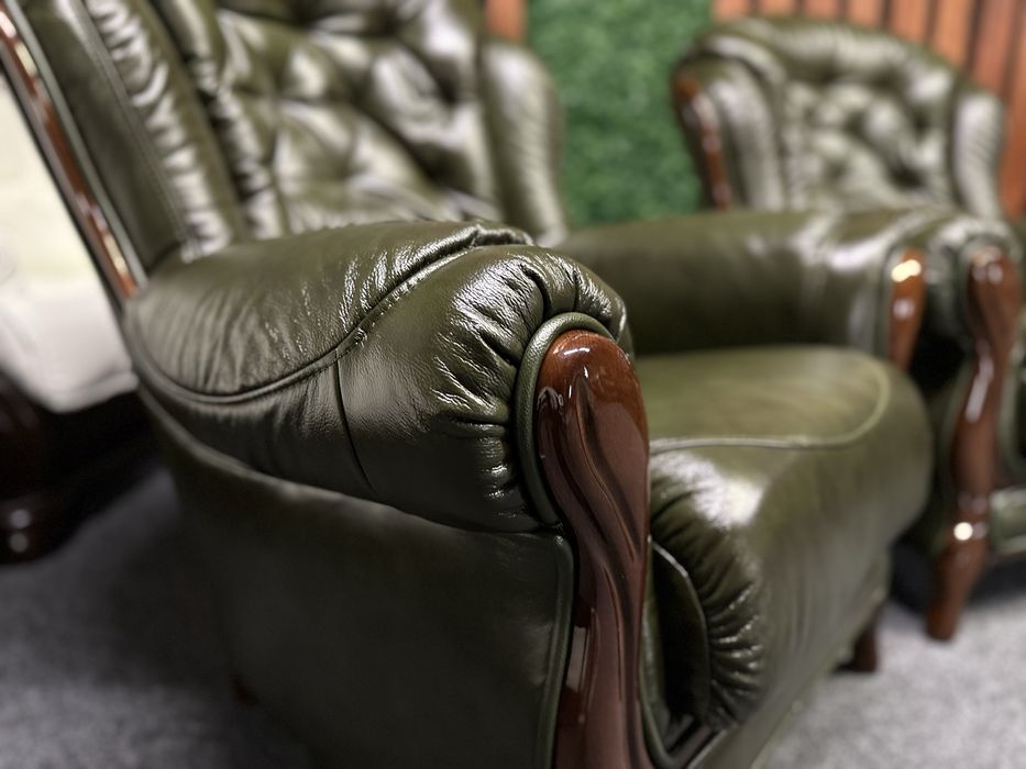 Новий шкіряний гарнітур з Італії. Натуральна шкіра. Кожаный диван.