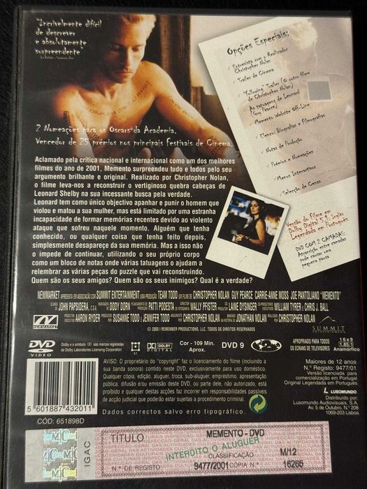 DVD do filme Memento