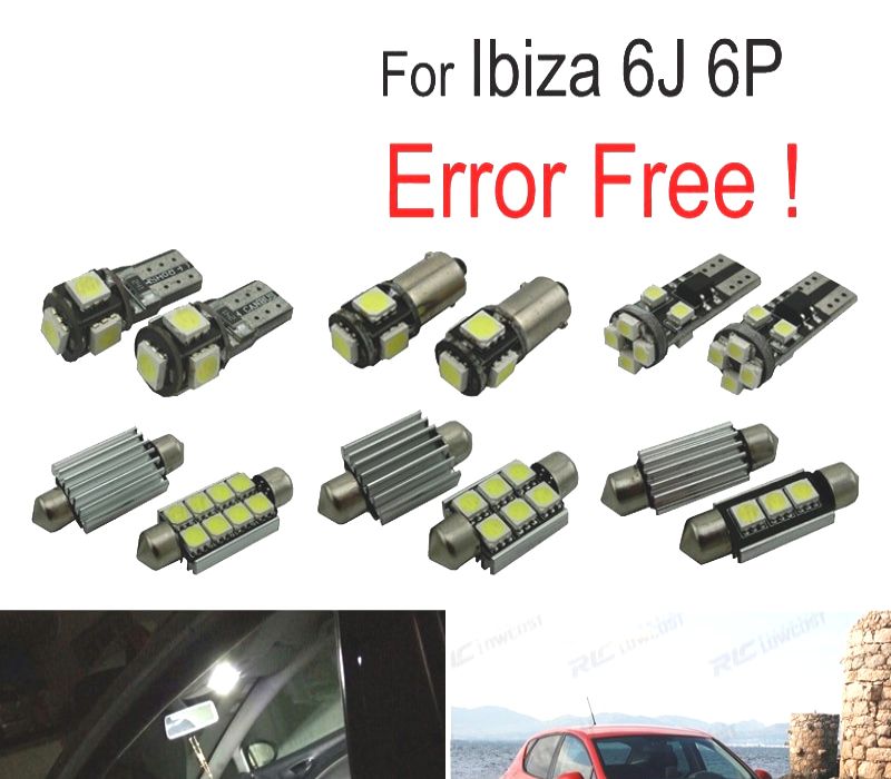 KIT COMPLETO 8 LAMPADAS LED INTERIOR PARA SEAT IBIZA V MK5 SPORTCOUPE ST 6J 6 P 09-16