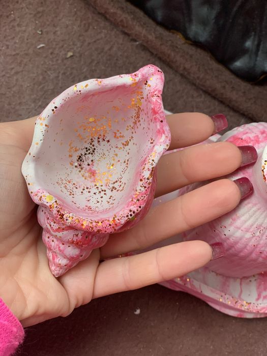 Рожевий мармуровий набір з гіпсу, підставка, рапан, вазочка, подарунок