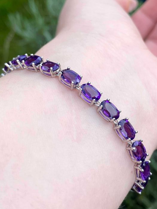 Srebrna bransoletka z naturalnym Ametystem!!!