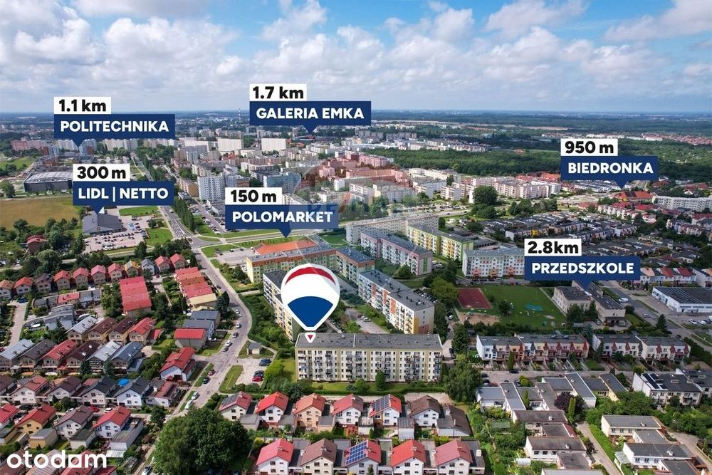 4 pokoje, 69 m², Os. Bukowe: balkon, widna kuchnia